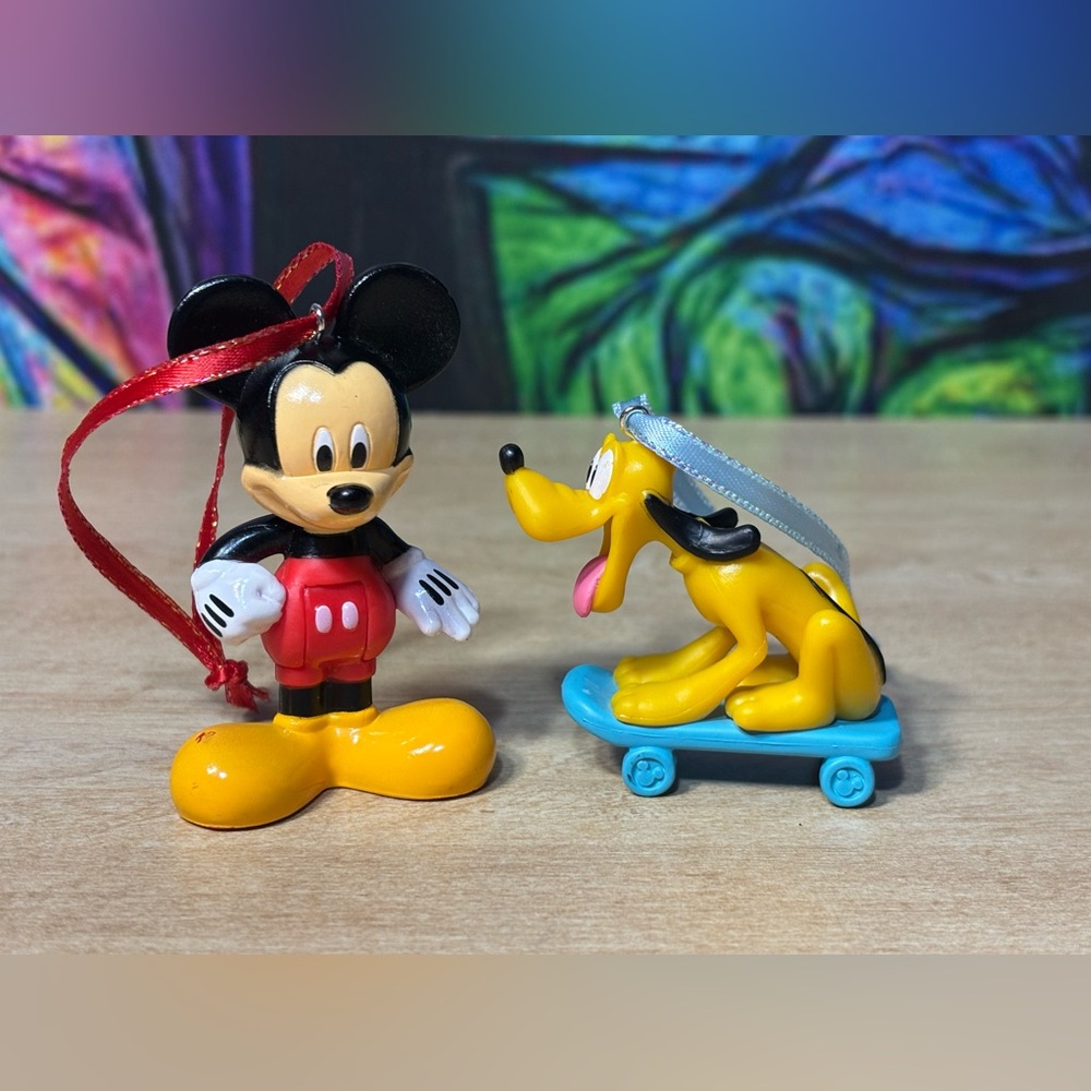 Disney Mickey Mouse & Dog Pluto Christmas Ornament Set